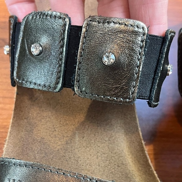 NAOT Leather Metallic Bronze Strappy Sandals Cork Made is Israel Sz 8 Rhinestone - Picture 6 of 14